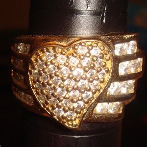 Pave Heart Absolute Cz Cubic Zirconia 925 SS Ring
